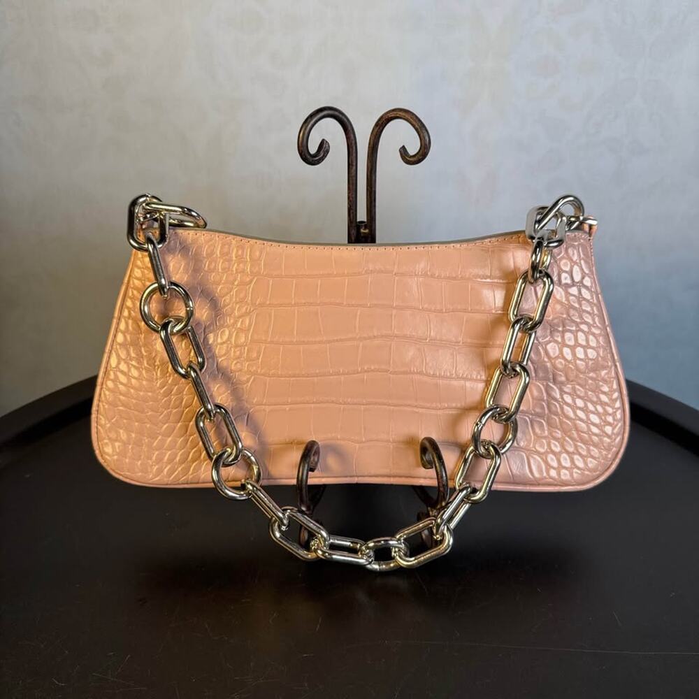 A New Day Pink Faux Croc Chain Strap Bag